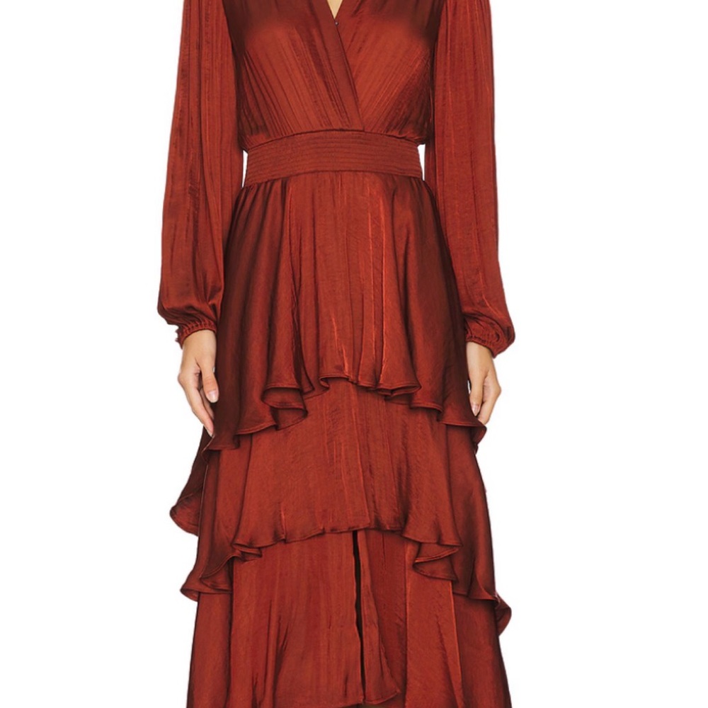 Steve Madden Rust Red Layered Midi Dress